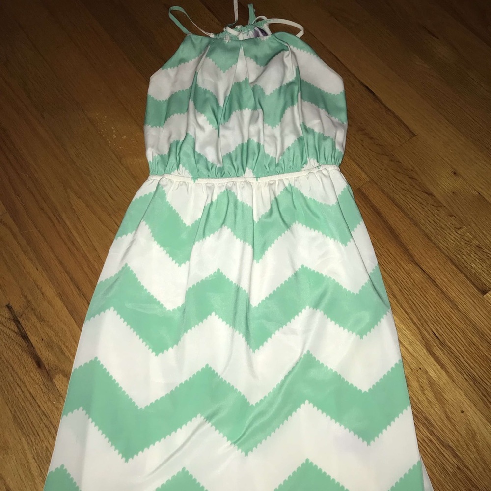 Mint and white chevron dress